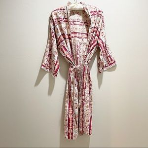 Vintage CORAL REEF HAWAII Belted Kimono Robe